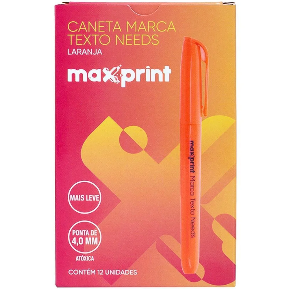 Caneta Marca Texto Needs Laranja Maxprint (Cx.c/12)
