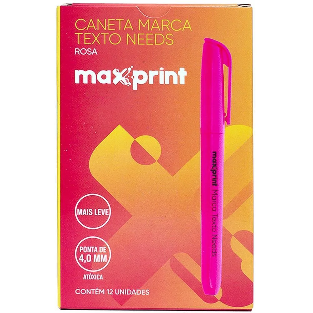 Caneta Marca Texto Needs Rosa Maxprint (Cx.c/12)