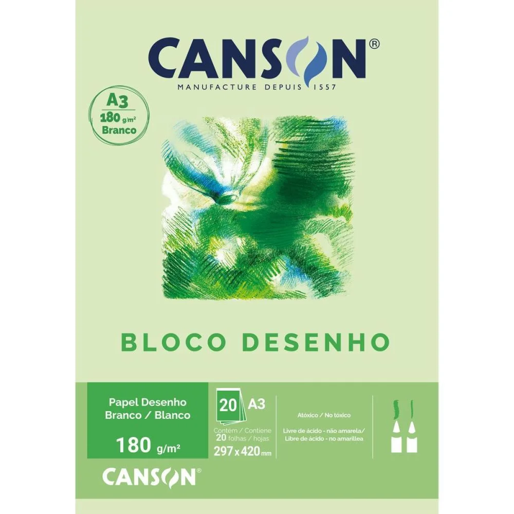 Bloco Para Educacao Artistica Desenho A3 180G 20Fls Branco Canson (Bloco)