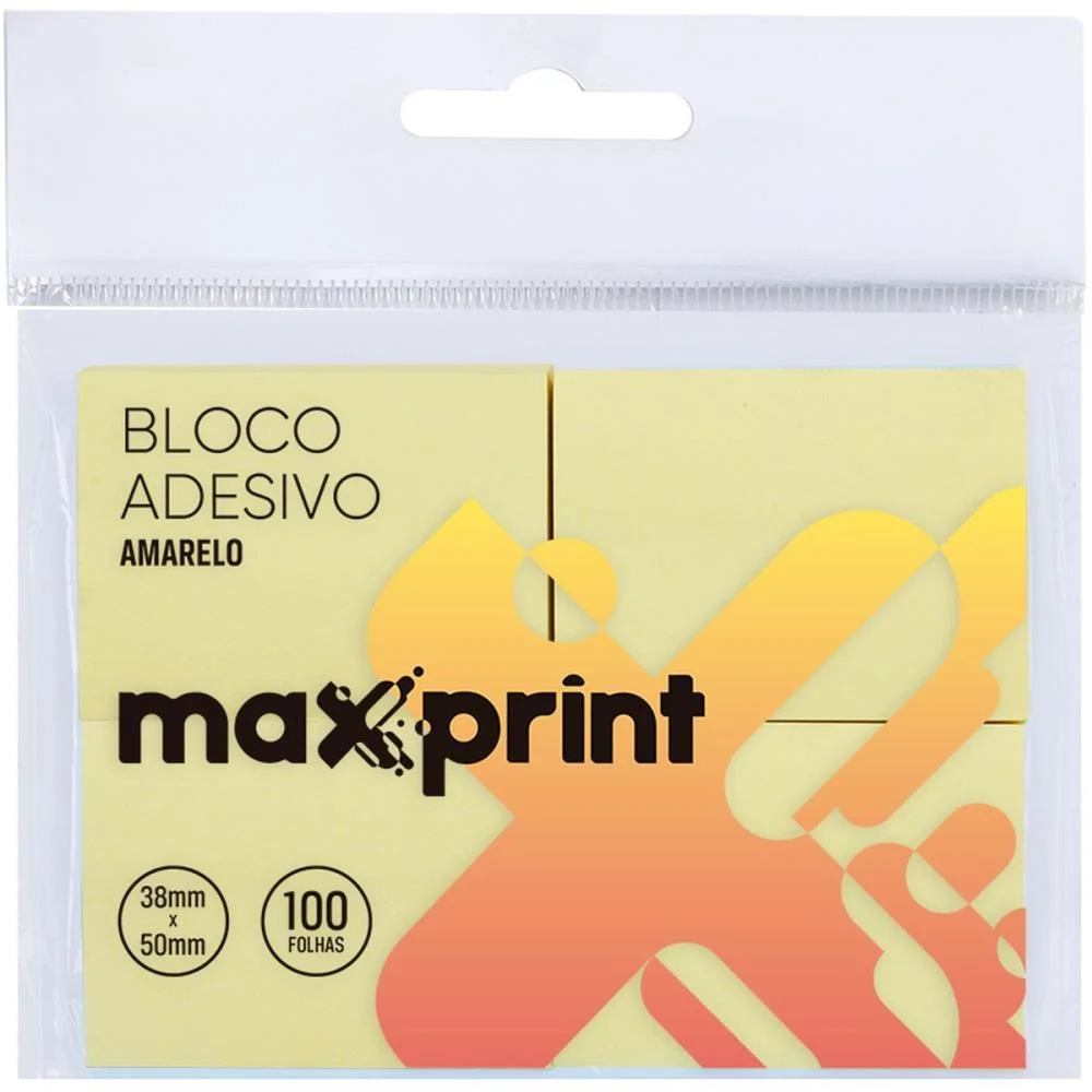 Bloco De Recado Autoadesivo 38X50Mm Amarelo 4Blocosx100Fls Maxprint (Unidade)