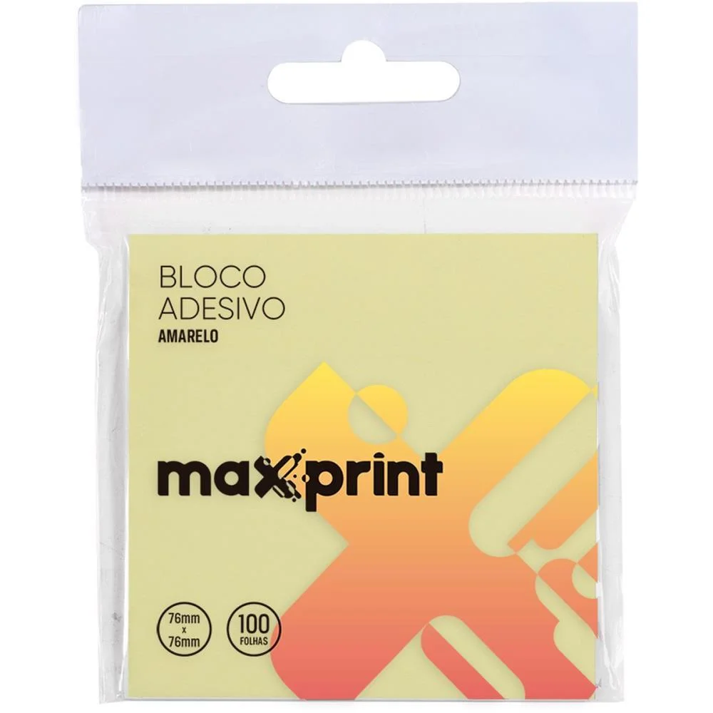 Bloco De Recado Autoadesivo 76X76Mm Amarelo 100Fls Maxprint (Unidade)
