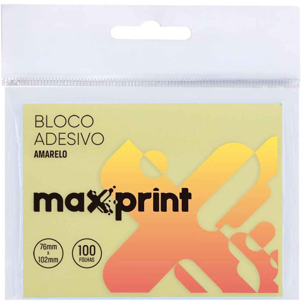 Bloco De Recado Autoadesivo 76X102Mm Amarelo 100Fls Maxprint (Unidade)