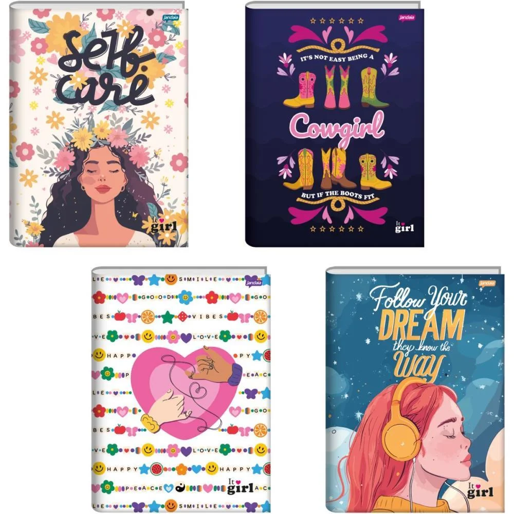 Caderno Brochura 1/4 Capa Dura It Girl 96Fls. Jandaia (Pct.c/05)