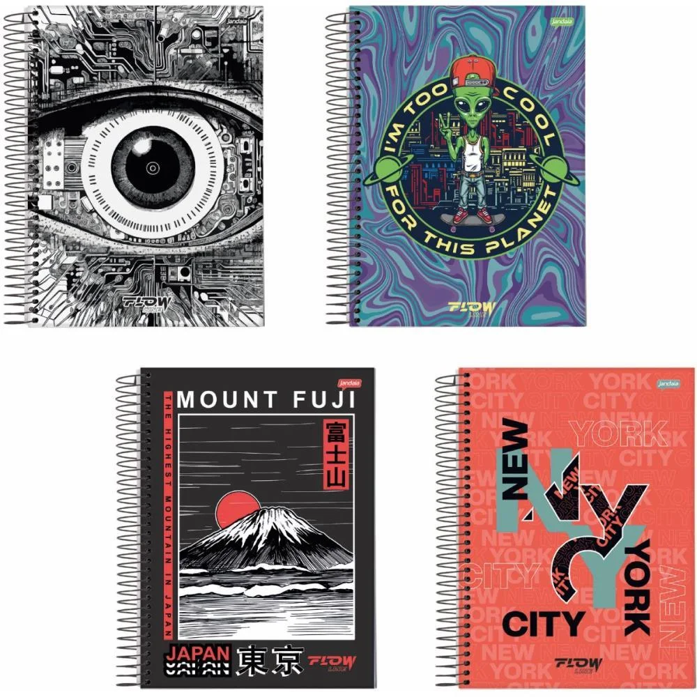 Caderno 12X1 Capa Dura Flow 192Fls. Jandaia (Pct.c/04)