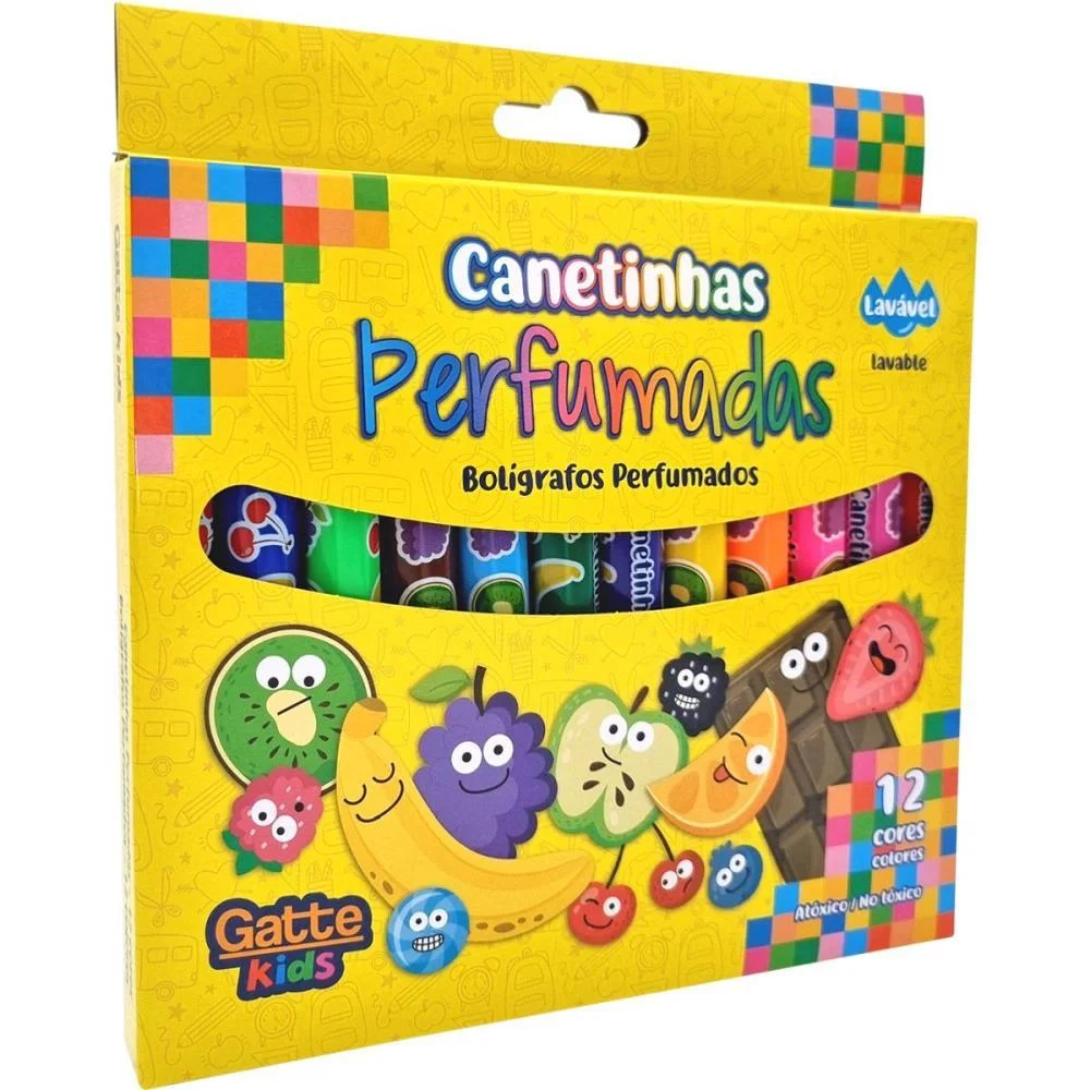 Caneta Hidrografica Hidrocor Cheiro De Fruta 12Cor Make+ (Estojo)