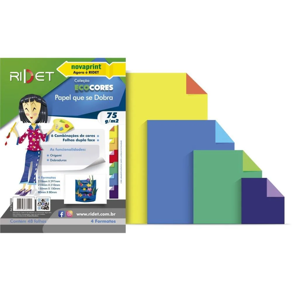 Bloco Para Educacao Artistica Dobra 4 Tamanhos 75G.48Fls Ridet (Pacote)