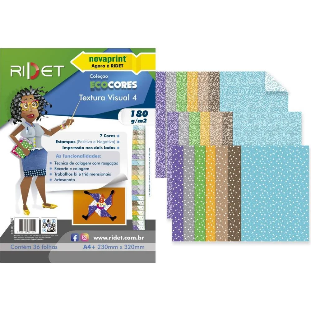 Bloco Para Educacao Artistica Textura 4 Dec.180G 36F 23X32Cm Ridet (Pacote)