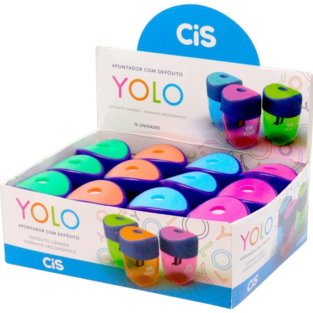 Apontador Com Deposito Cis Yolo 4 Cores Sertic (Dp.c/12)