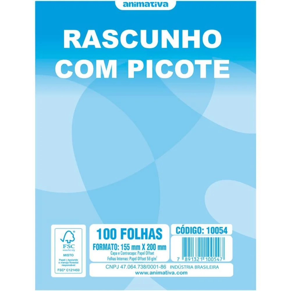 Bloco Para Rascunho C/Picote E Grampo 100F.160X225 Animativa (Pct.c/10)