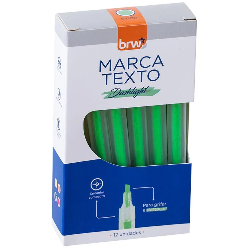 Caneta Marca Texto Dashligth Verde Fluorescente Brw (Cx.c/12)