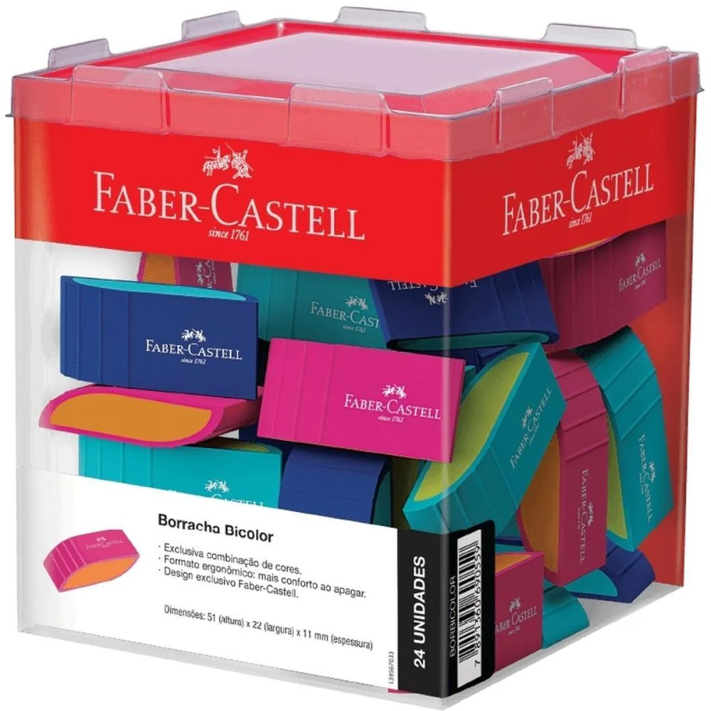 Borracha Colorida Bicolor 3 Modelos Faber-Castell (Dp.c/24)
