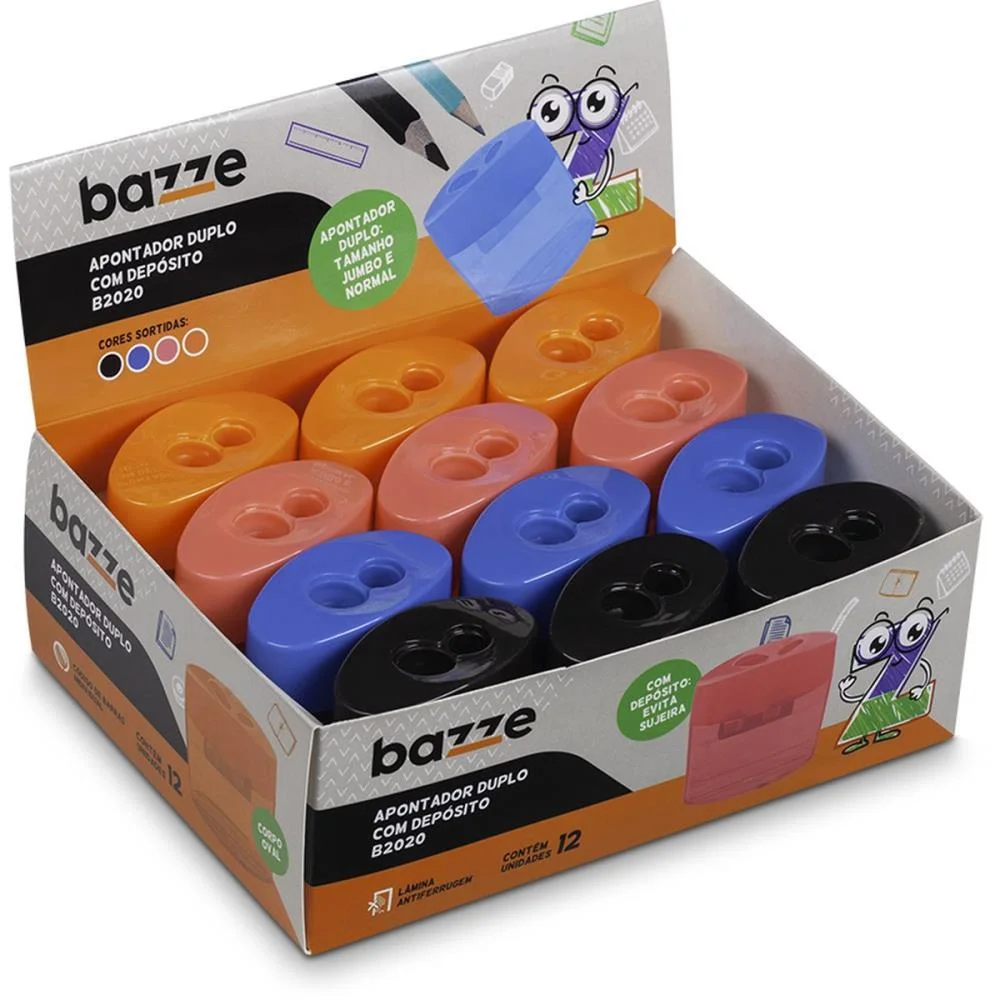 Apontador Com Deposito 2 Furos Bazze B2020 Duplo Oval (S) Summit (Cx.c/12)