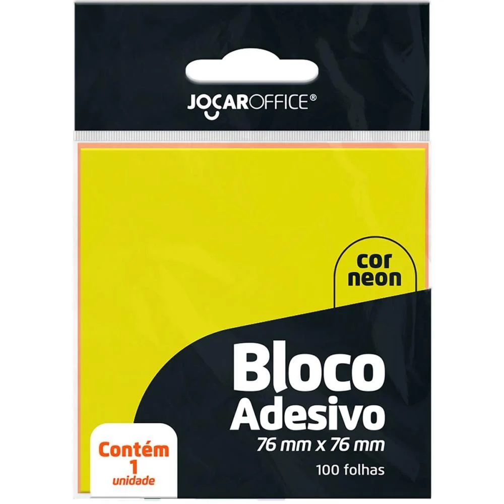 Bloco De Recado Autoadesivo Jocar Amar. Neon 76X76 100Fls. Leonora (Cx.c/12)
