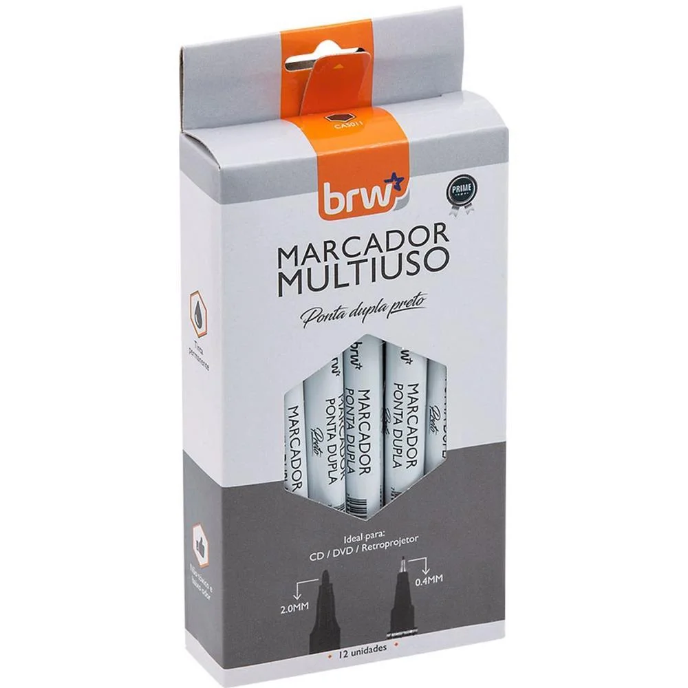 Caneta Para Cd 2.0Mm Retro Ponta Dupla 2.0/0.4Mm Pt Brw (Cx.c/12)