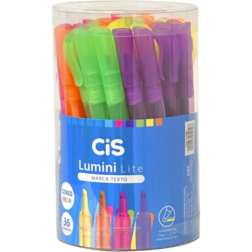 Caneta Marca Texto Cis Lumini Lite Cores Neon (S) Sertic (Pote-36)