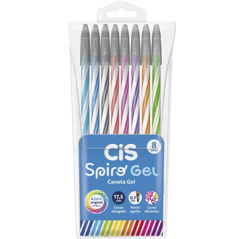 Caneta Gel Cis Spiro 0,7Mm 8 Cores Sertic (Estojo)