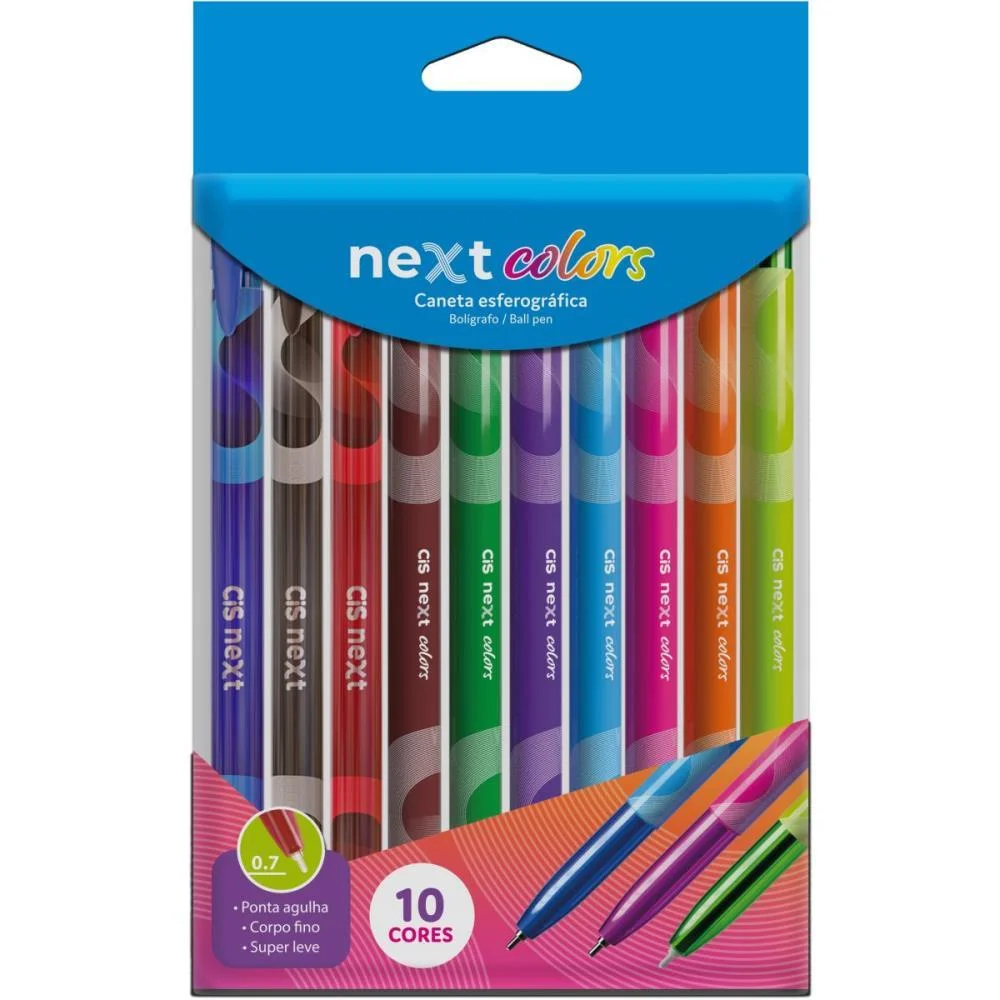 Caneta Esferografica Cis Next 0.7Mm 10 Cores Sortid Sertic (Estojo)