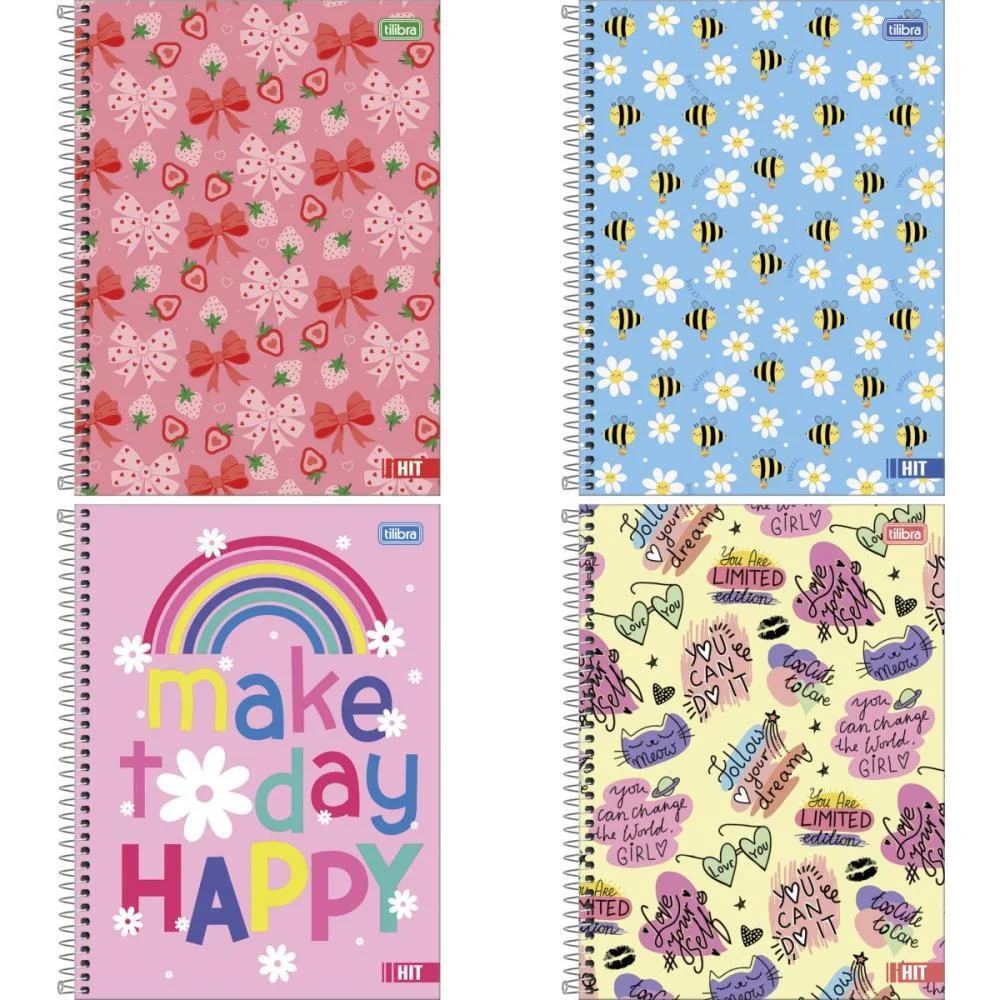 Caderno 01X1 Capa Dura Hit Feminino 80Fls 50G. Tilibra (Pct.c/04)