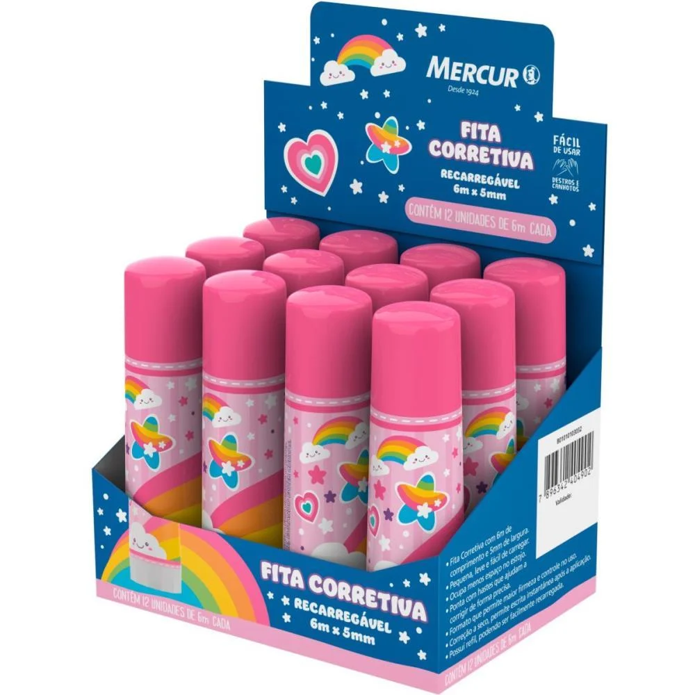 Corretivo Em Fita Recarreg. 5Mmx6M Cores Magicas Mercur (Cx.c/12)