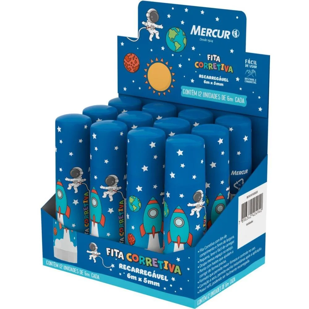 Corretivo Em Fita Recarreg. 5Mmx6M Sistema Solar Mercur (Cx.c/12)
