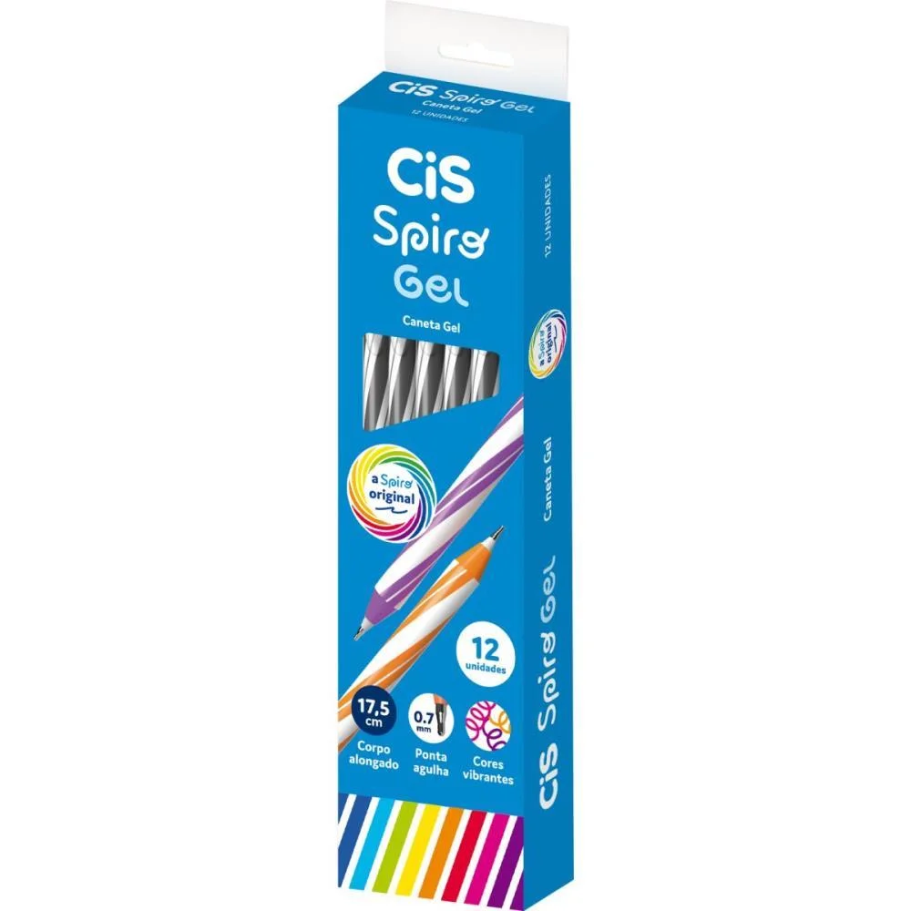 Caneta Gel Cis Spiro 0,7Mm Preta Sertic (Cx.c/12)
