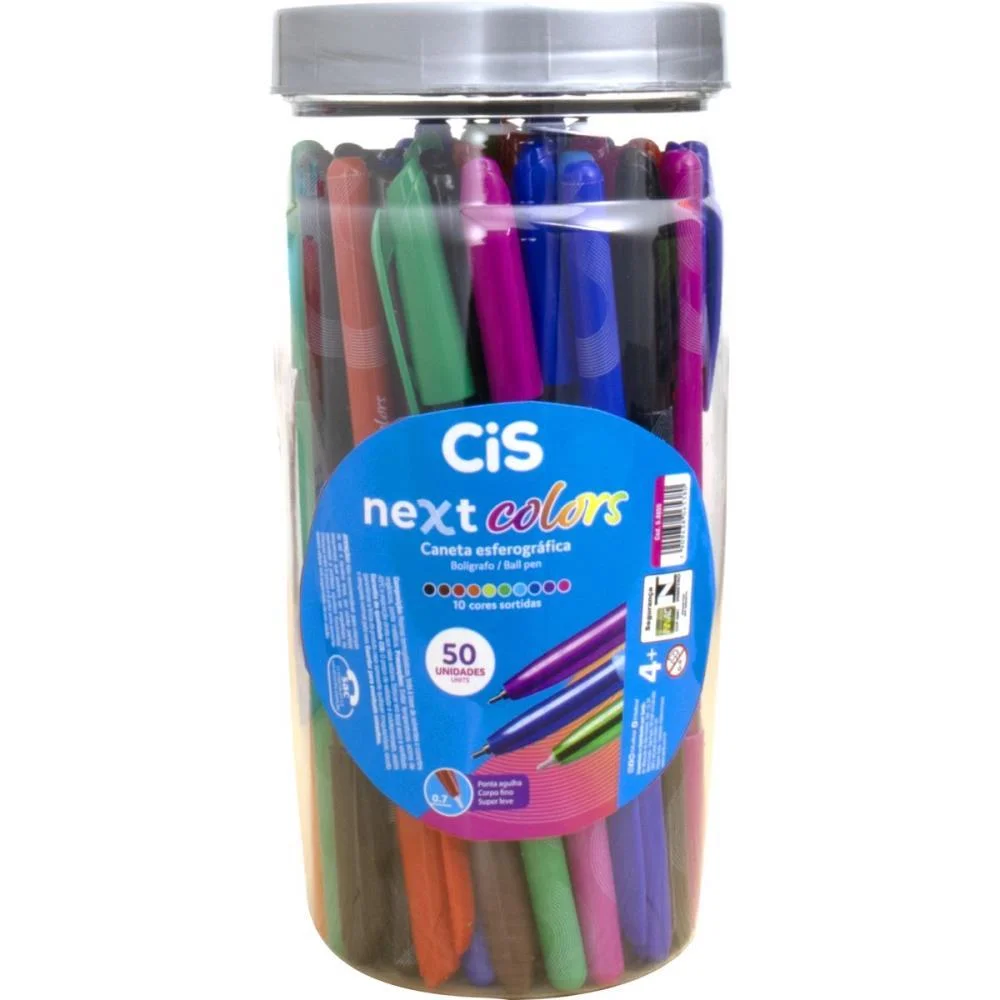 Caneta Esferografica Cis Next Colors 0.7Mm 10Cor (S Sertic (Pote-50)