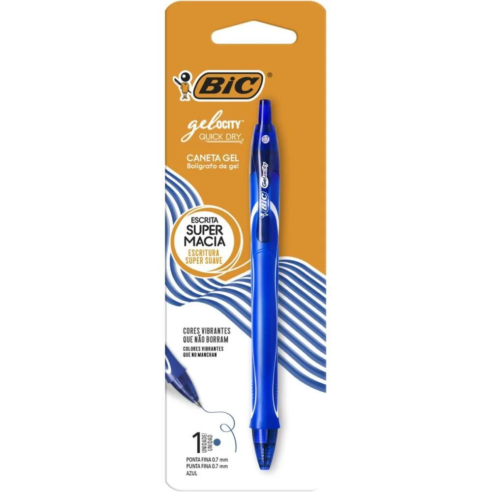 Caneta Gel Bic Quick Dry Azul Bic (Blister)