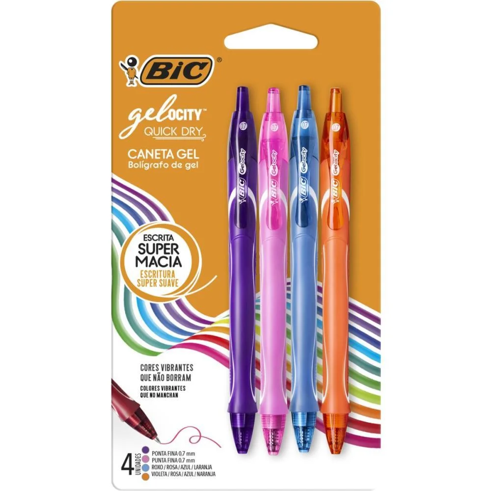 Caneta Gel Bic Quick Dry 4 Cores Bic (Bl.c/04)