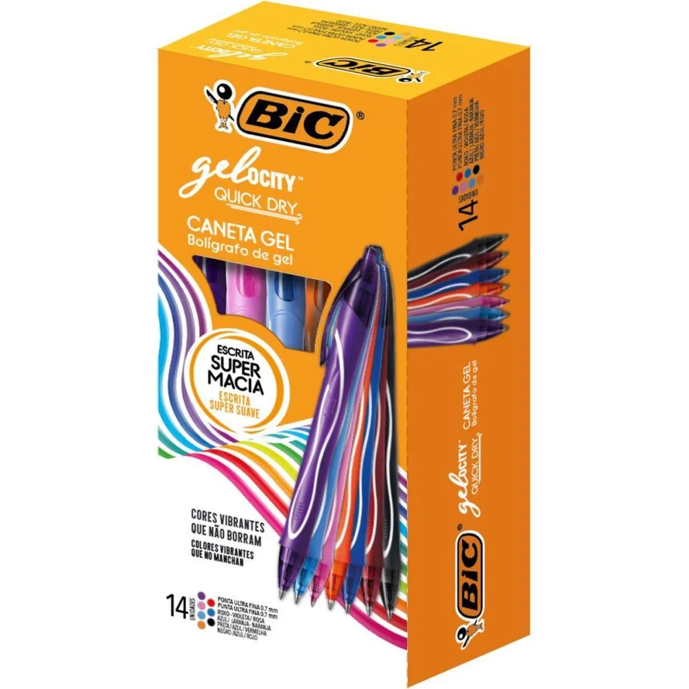 Caneta Gel Bic Gel.stic+Quick Dry Sort. Bic (Cx.c/14)