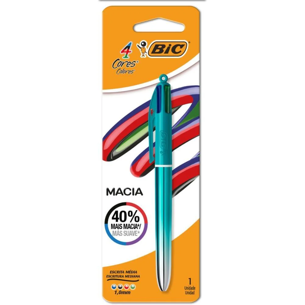 Caneta Esferografica 4 Cores Semi Gel Verde Bic (Blister)