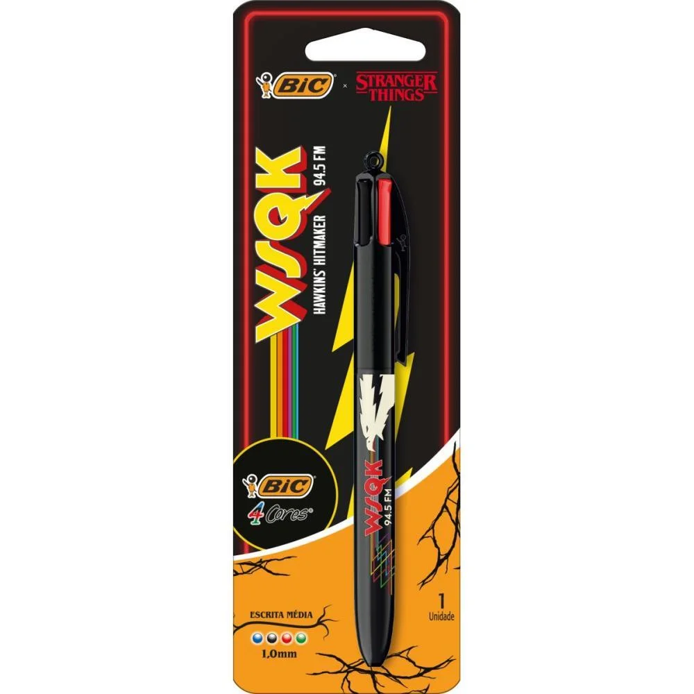 Caneta Esferografica 4 Cores Str. Things Squawk Bic (Blister)