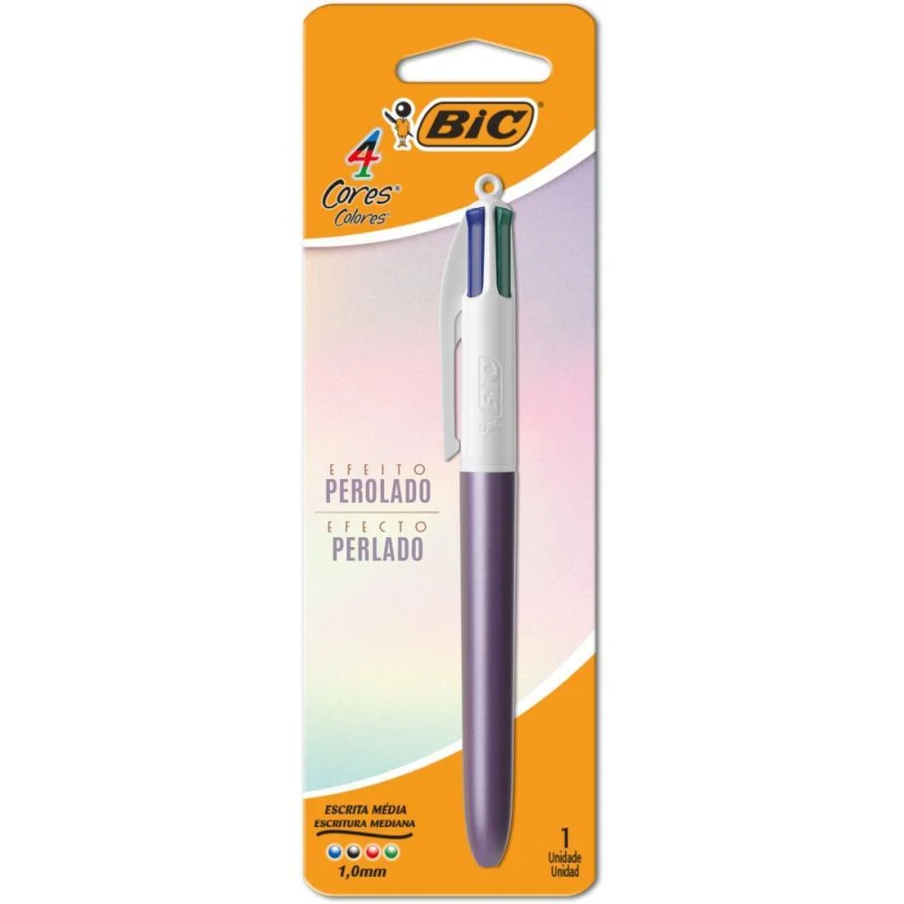 Caneta Esferografica 4 Cores Perolado Roxo Bic (Blister)