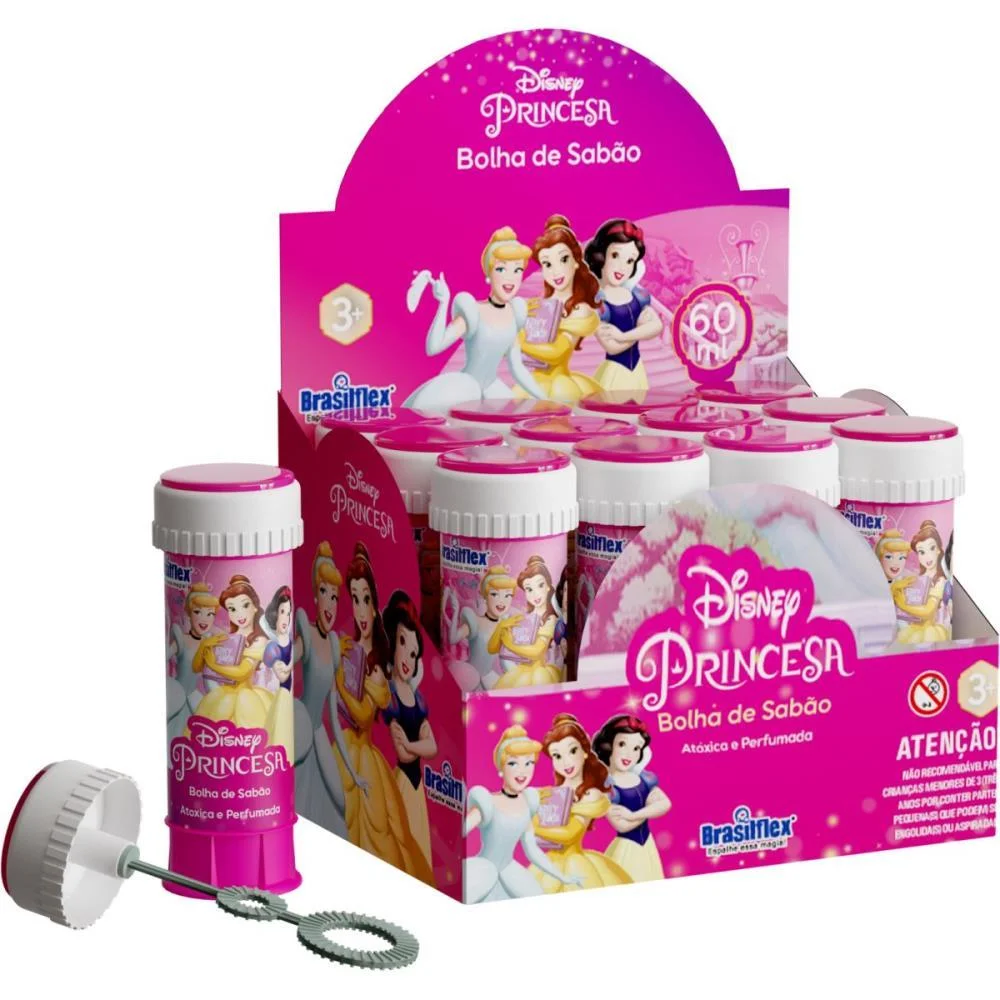 Bolha De Sabao Princesas 60Ml C/Jogo Brasilflex (Cx.c/12)