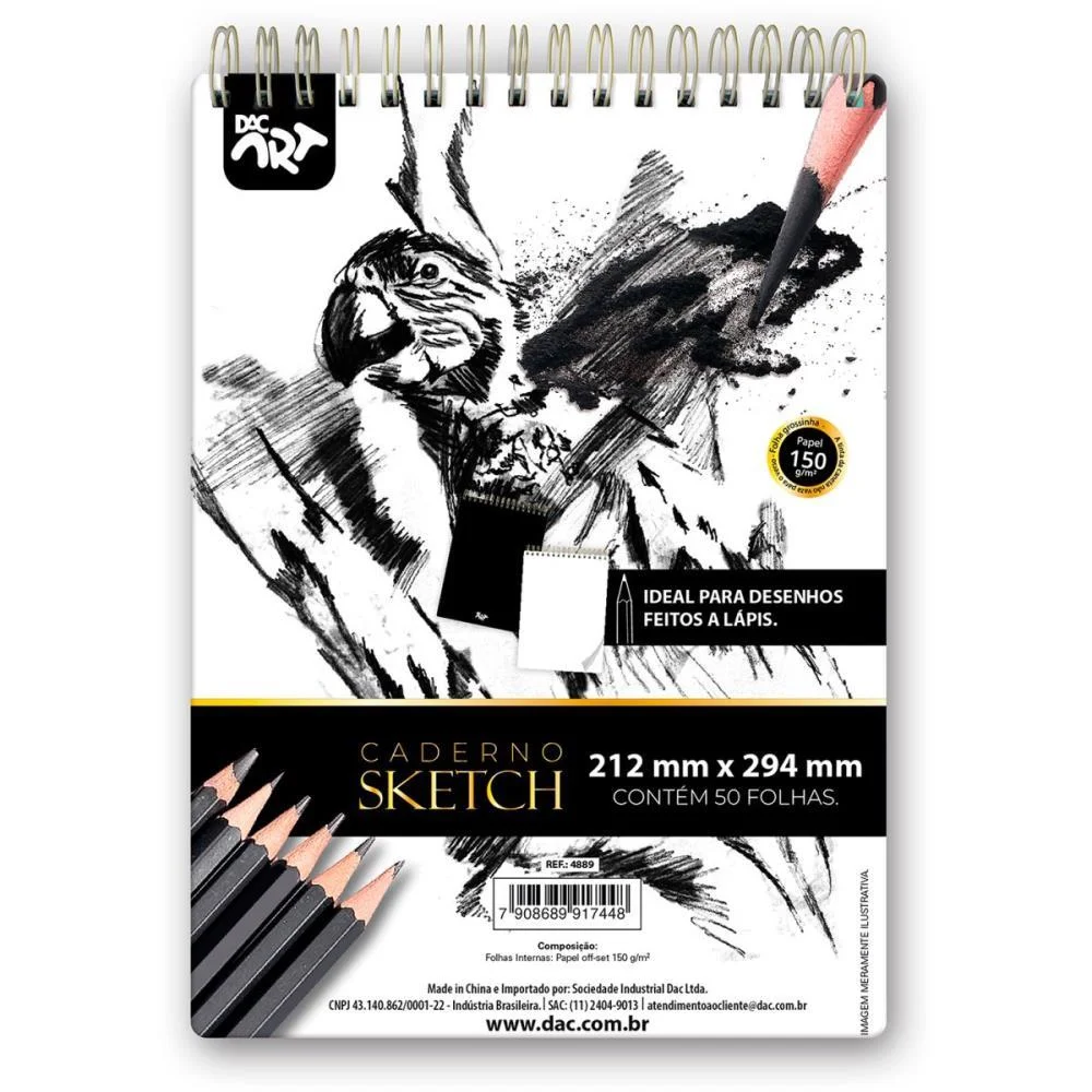 Caderno Desenho Universitario Sketchbook Tecnico 50F.150G Dac (Unidade)