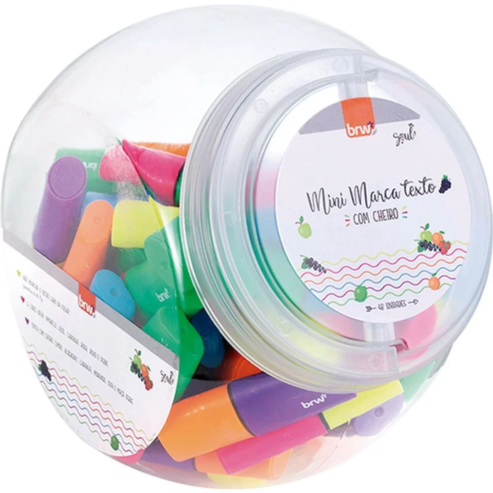 Caneta Marca Texto Mini C/Cheiro 6Cores Neon Brw (Pote-48)