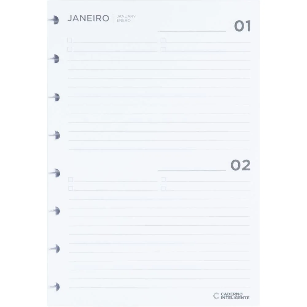 Caderno Inteligente Refil A5 Refil Agenda 90G 97Fls Caderno Inteligente (Pacote)