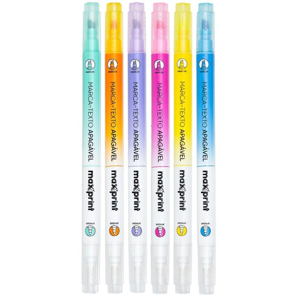 Caneta Marca Texto Apagavel 6 Cores Maxprint (Estojo)