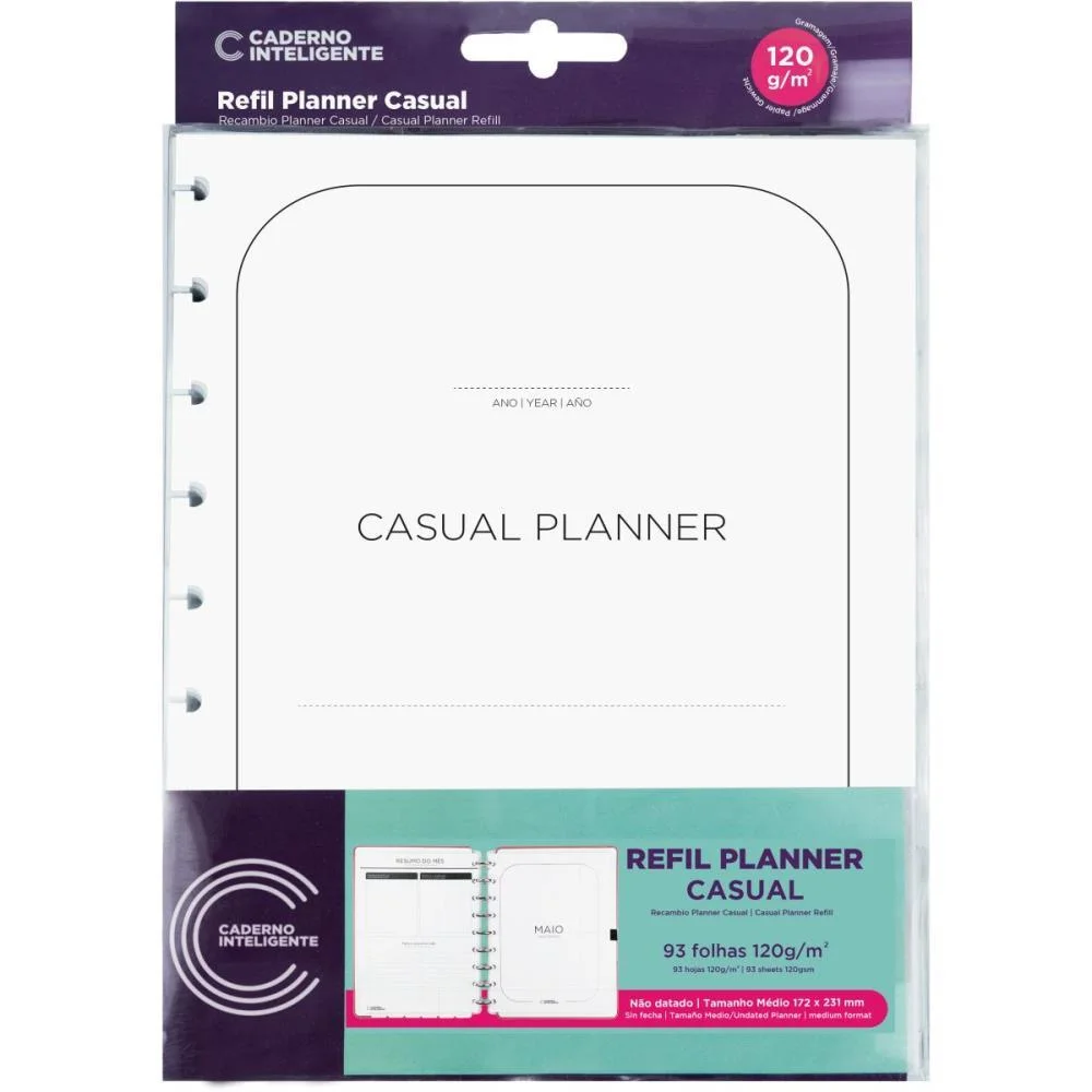Caderno Inteligente Planner Refil Medio Casual Caderno Inteligente (Pacote)