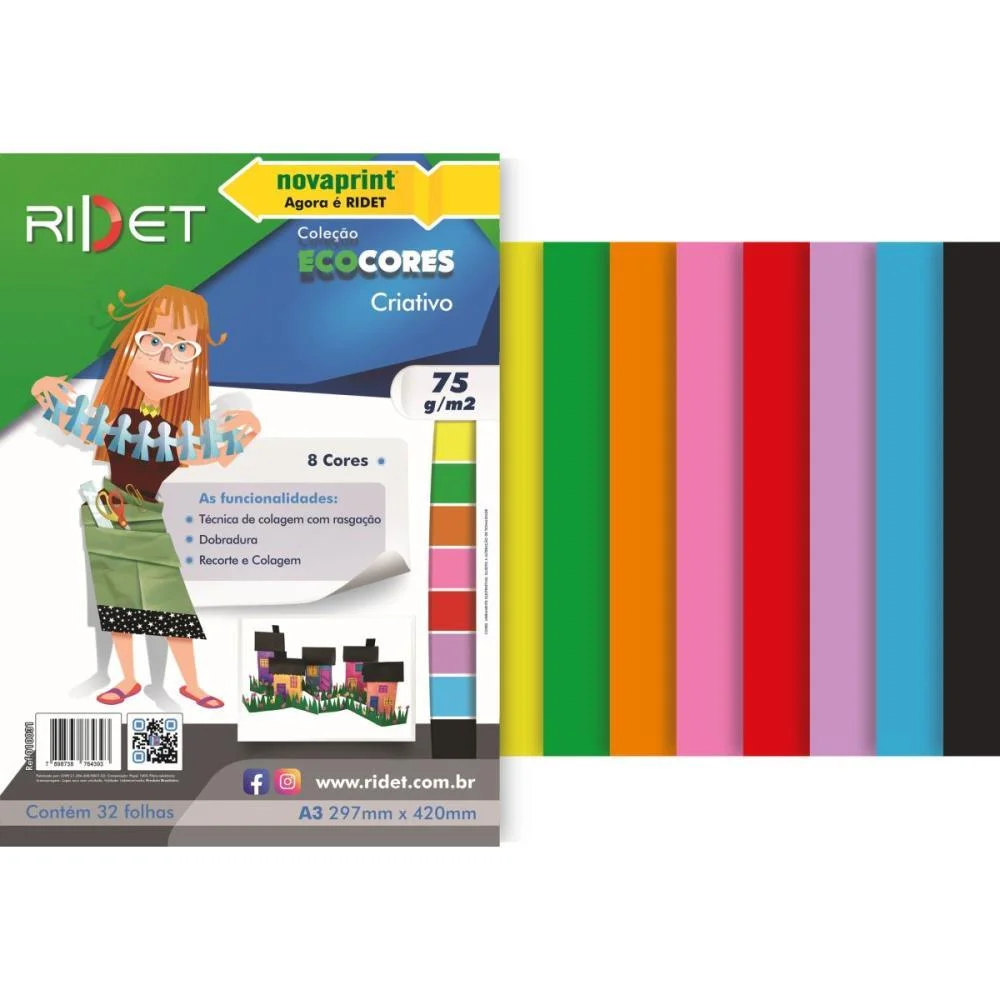 Bloco Para Educacao Artistica Criativo A3 8 Cores 75G. 32Fls Ridet (Pacote)