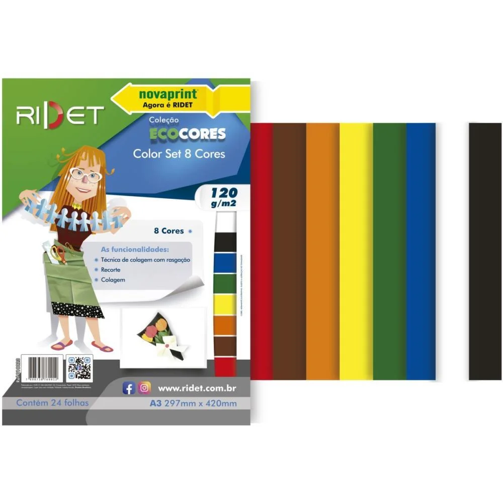 Bloco Para Educacao Artistica Color Set A3 8Cores 120G.24F Ridet (Pacote)