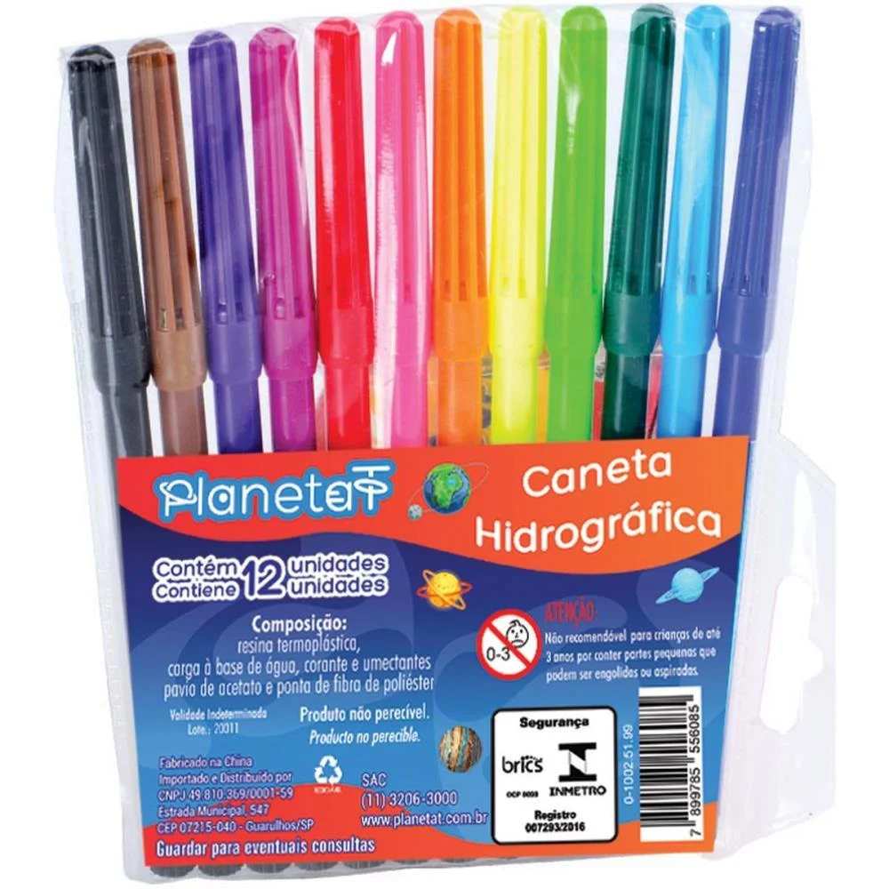 Caneta Hidrografica 12 Cores V.m.p. (Pct.c/12)
