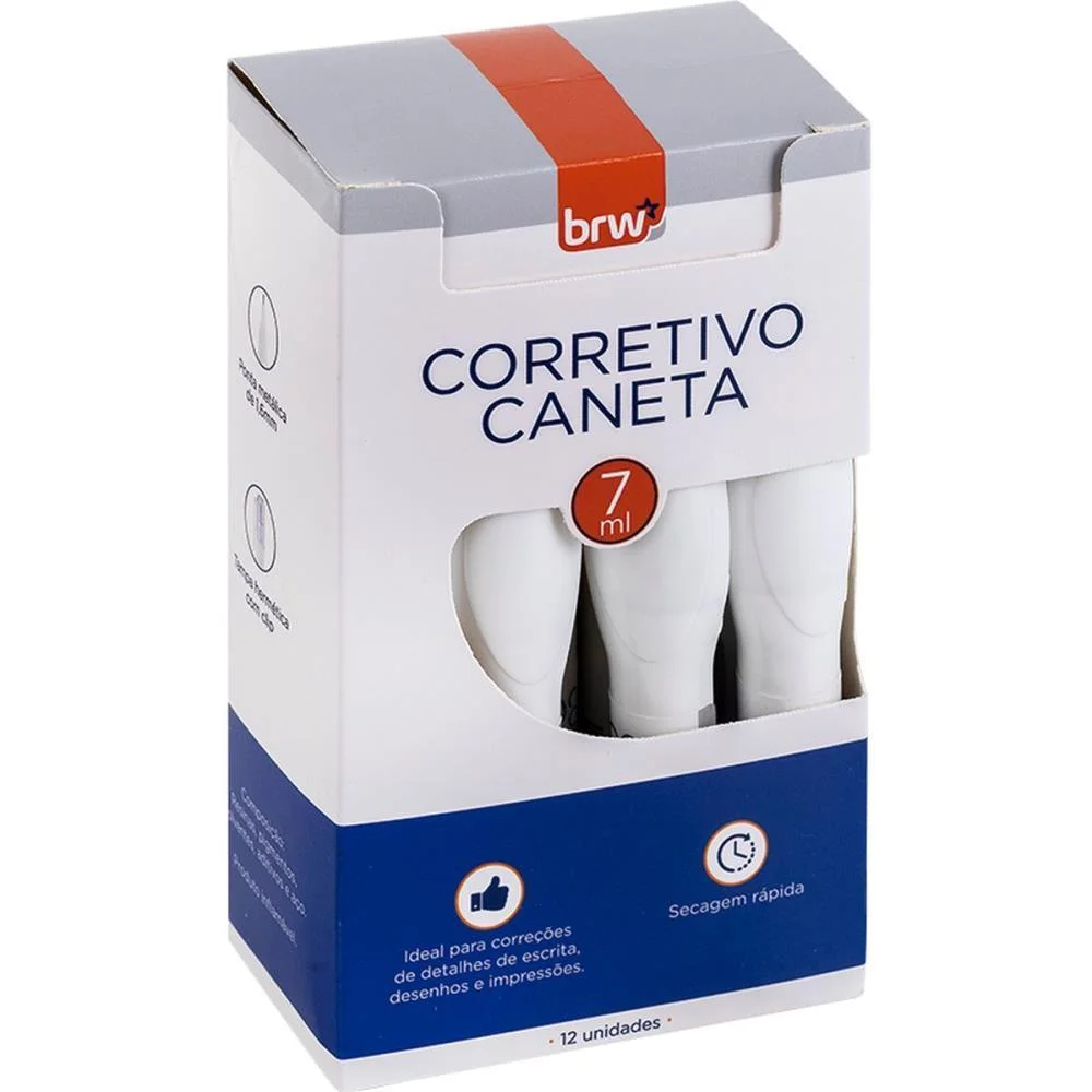 Caneta Corretiva 7Ml Ponta Metalica Brw (Cx.c/12)