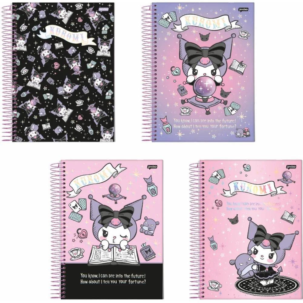 Caderno 10X1 Capa Dura Kuromi 160 Fls I.a Jandaia (Pct.c/04)
