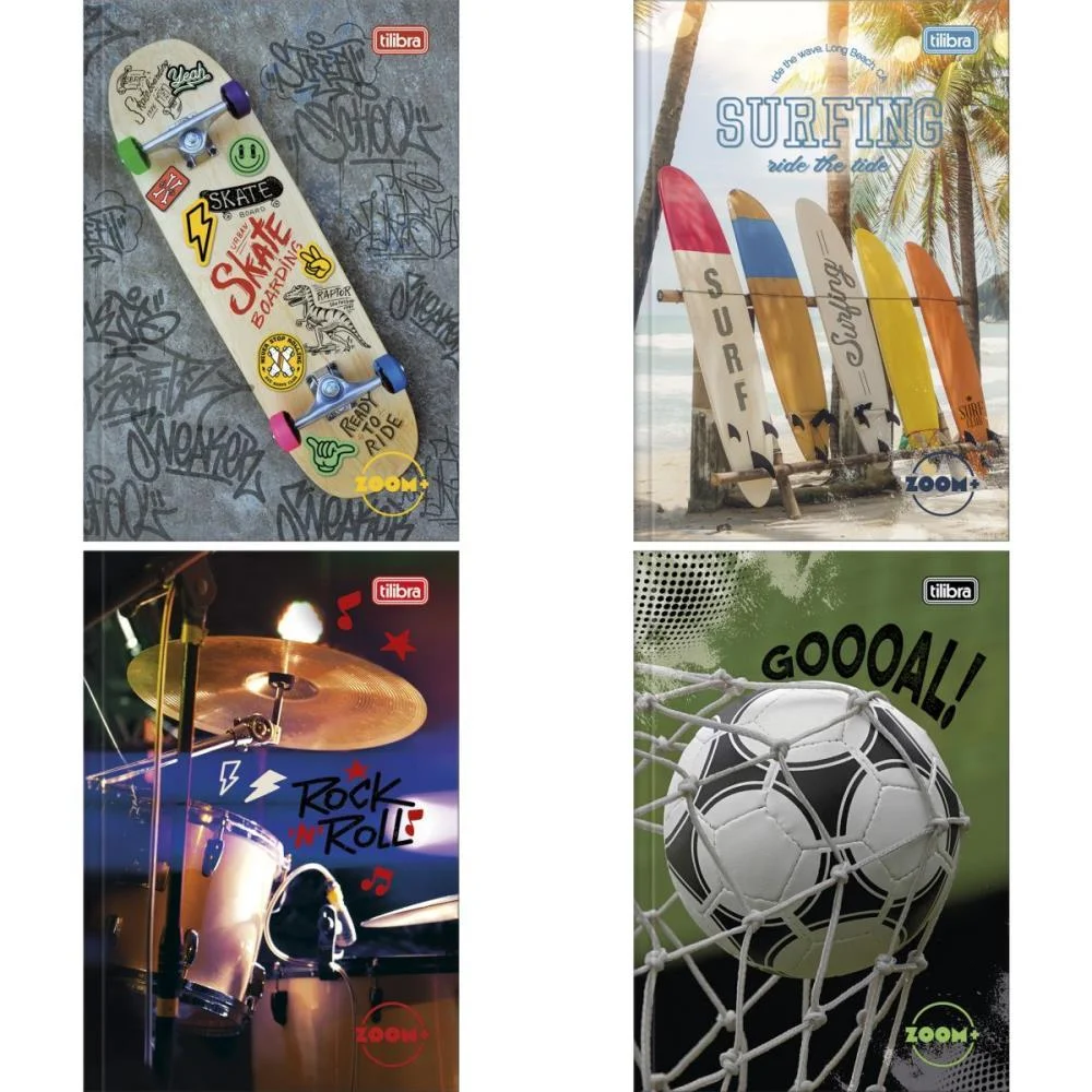 Caderno Brochura 1/4 Capa Dura Zoom+ 96 Folhas Masculino Tilibra (Pct.c/05)