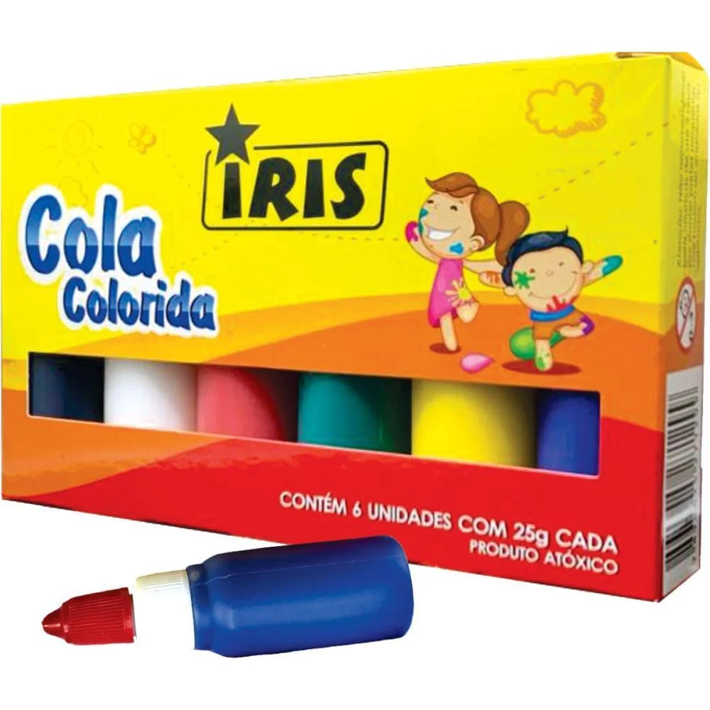 Cola Colorida Iris 6 Cores 25G. Iris (Estojo)
