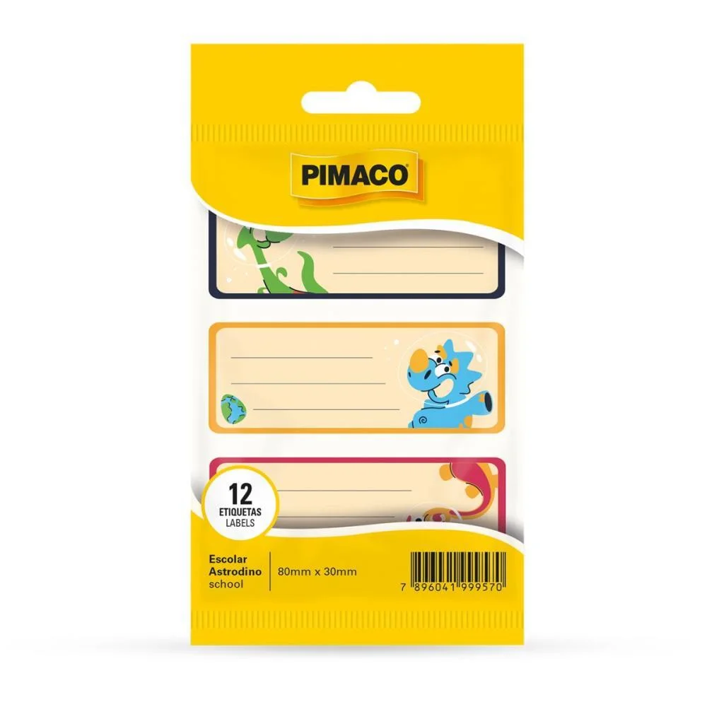 Etiqueta Escolar Astrodino 80X30Mm 4Fls Pimaco (Ct.c/03)