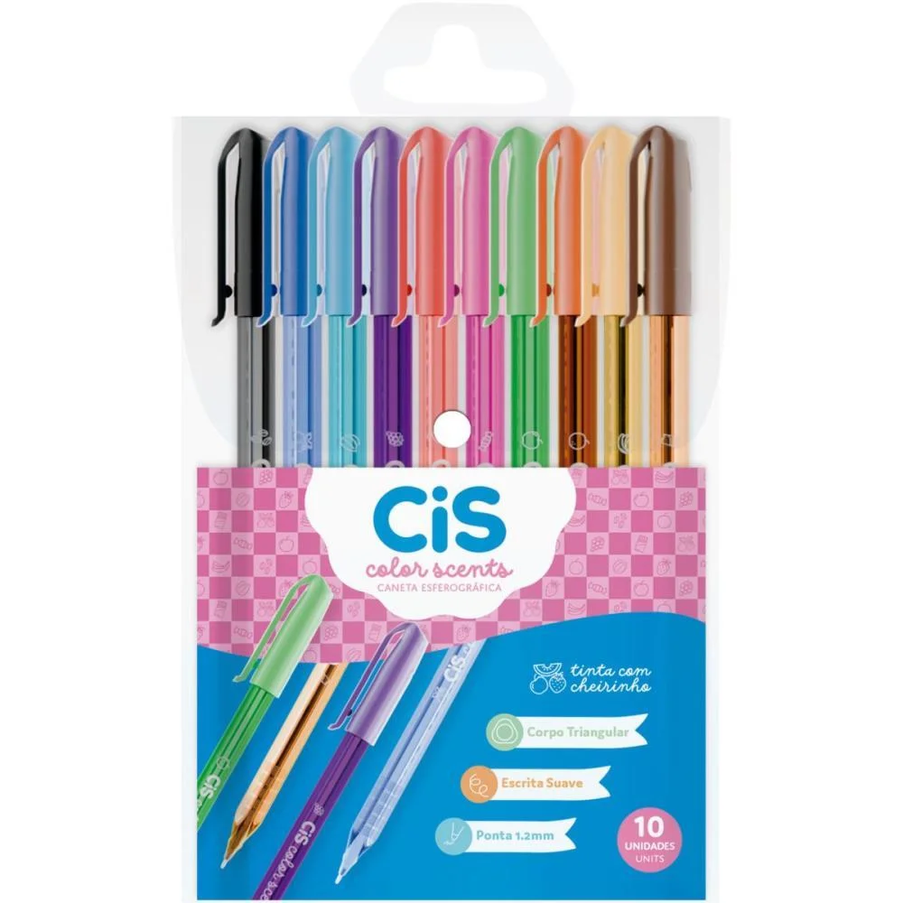Caneta Esferografica Cis Color Scents 1.2Mm 10Cores Sertic (Estojo)