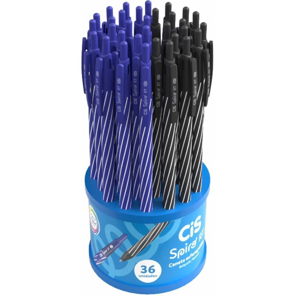 Caneta Esferografica Retratil Cis Spiro 0.7Mm Azul/Preta Sertic (Dp.c/36)