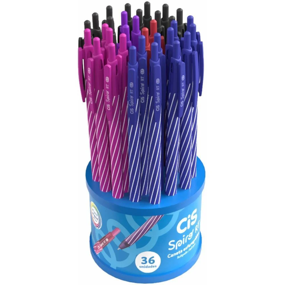 Caneta Esferografica Retratil Cis Spiro 0.7Mm Cores Sortidas Sertic (Dp.c/36)