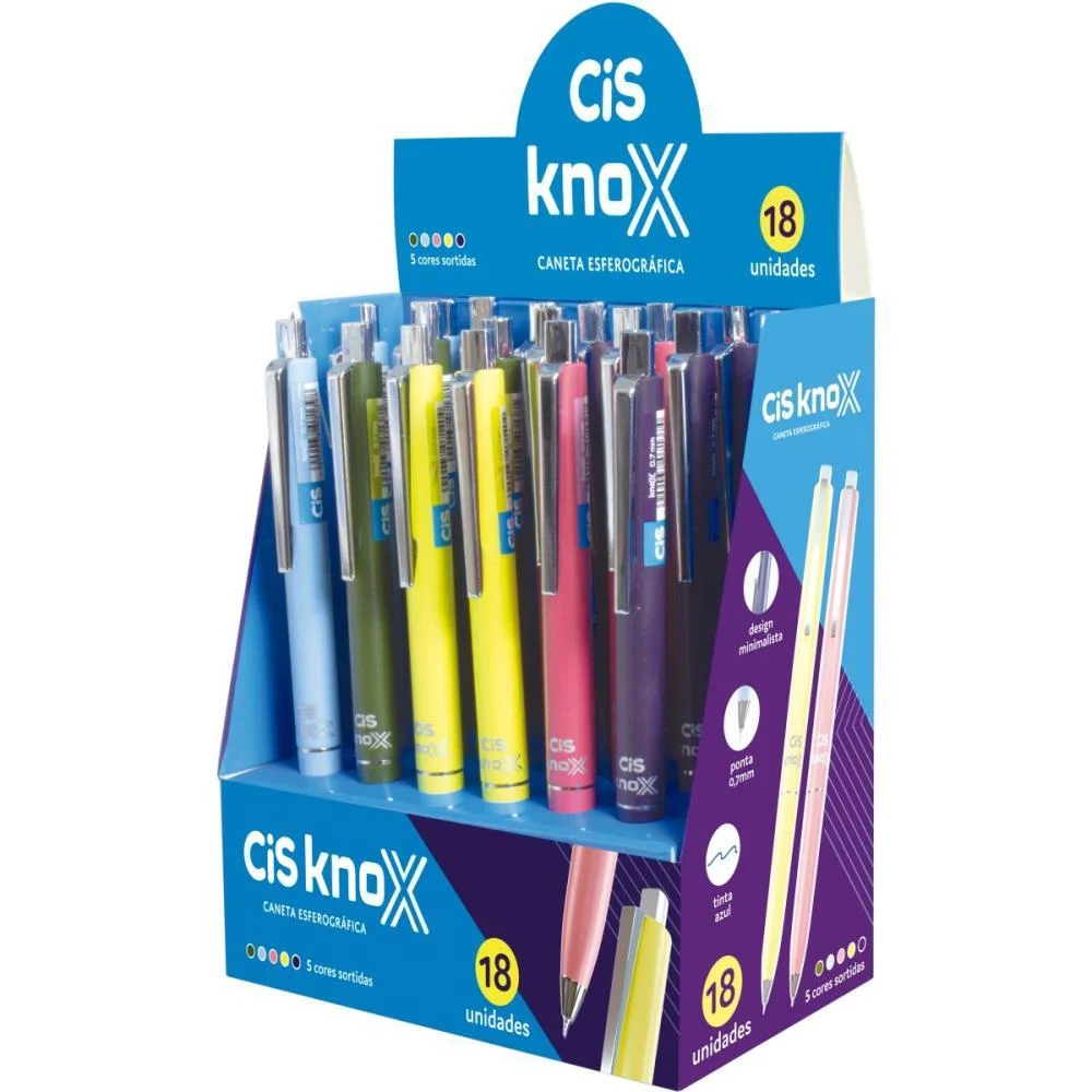 Caneta Esferografica Retratil Cis Knox 0.7Mm 5 Cores (S) Sertic (Dp.c/18)